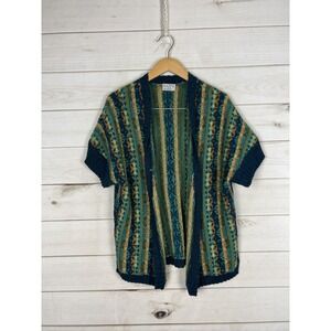 Raffo Sport Sweater Womens Medium Alpaca Short Sleeve Open Front Cardigan